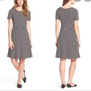 MADEWELL STRIPED GALLERIST FIT FLARE DRESS XS